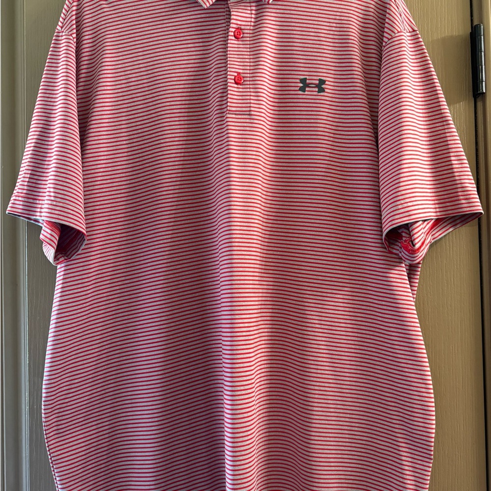 Under Armour Men's Polo Gray with Red stripes